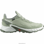 أحذية الجري النسائية - alphacross 4 gore-tex Salomon حكيم الصحراء / أبيض / إكليل الغار B8DLV1531