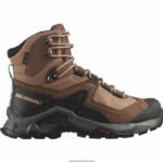 أحذية المشي الجلدية النسائية - Quest element gore-tex Salomon موكا موس / بيوتر / أزرق بحري B8DLV1135