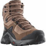 ⁦أحذية المشي الجلدية النسائية - Quest element gore-tex Salomon موكا موس / بيوتر / أزرق بحري B8DLV1135⁩ - الصورة ⁦4⁩