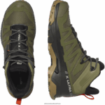 ⁦أحذية المشي لمسافات طويلة للرجال - x ultra 4 mid wide gore-tex Salomon حزاز أخضر عميق / خث / عشب البحر B8DLV43⁩ - الصورة ⁦5⁩