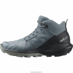 ⁦أحذية المشي لمسافات طويلة للنساء - outpulse mid gore-tex Salomon طقس عاصف / أسود / حديد مشغول B8DLV1116⁩ - الصورة ⁦6⁩