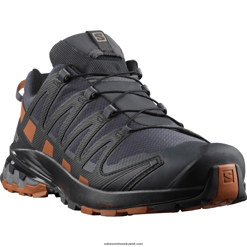⁦حذاء الجري Trail الرجالي - XA Pro 3D v8 gore-tex wide Salomon أبنوس / كراميل كافيه / أسود B8DLV1472⁩ - الصورة ⁦5⁩