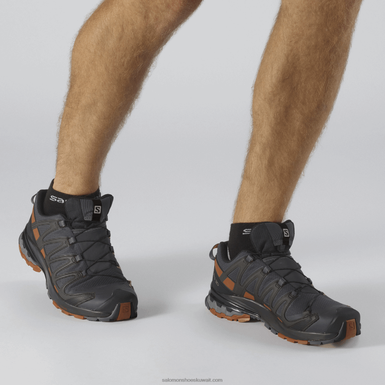 ⁦حذاء الجري Trail للرجال - XA Pro 3D V8 Gore-tex Salomon أبنوس / كراميل كافيه / أسود B8DLV1481⁩ - الصورة ⁦4⁩