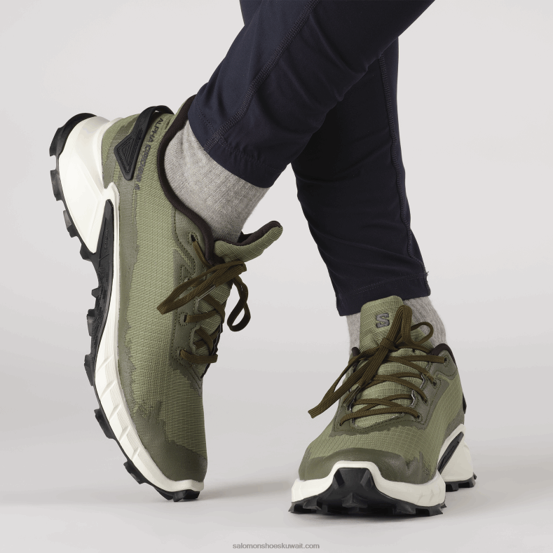 ⁦حذاء جري للرجال - alphacross 4 gore-tex Salomon حزاز أخضر عميق / جليد فانيليا / ليل زيتون B8DLV1476⁩ - الصورة ⁦4⁩
