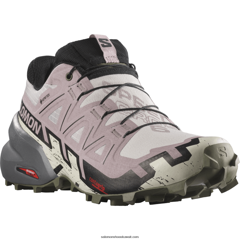 ⁦حذاء جري للسيدات - speedcross 6 gore-tex Salomon رماد الورد / اسود / زيتون ليل B8DLV1515⁩ - الصورة ⁦4⁩