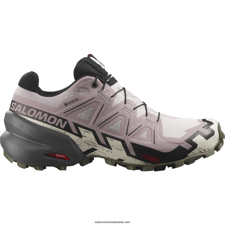 ⁦حذاء جري للسيدات - speedcross 6 gore-tex Salomon رماد الورد / اسود / زيتون ليل B8DLV1515⁩ - الصورة ⁦1⁩