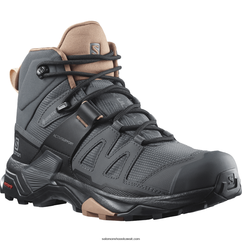 ⁦حذاء نسائي للمشي لمسافات طويلة - x ultra 4 mid gore-tex Salomon الأبنوس / موكا موس / كريم اللوز B8DLV1133⁩ - الصورة ⁦4⁩
