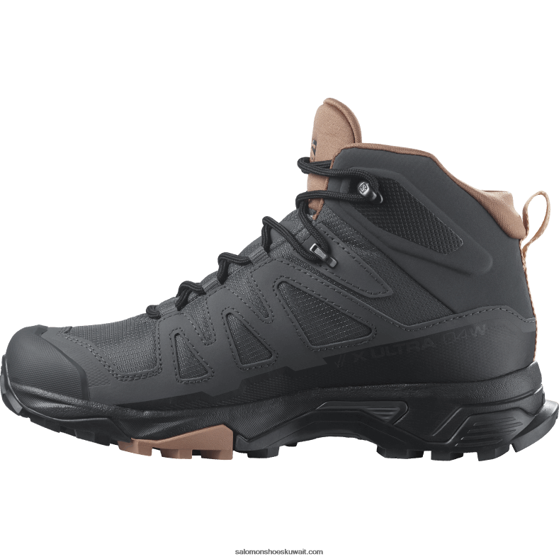 ⁦حذاء نسائي للمشي لمسافات طويلة - x ultra 4 mid gore-tex Salomon الأبنوس / موكا موس / كريم اللوز B8DLV1133⁩ - الصورة ⁦5⁩