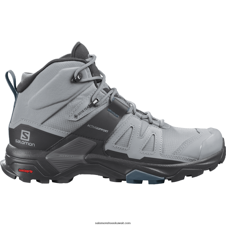 ⁦حذاء نسائي للمشي لمسافات طويلة - x ultra 4 mid gore-tex Salomon المحجر / الأسود / الفيلق الأزرق B8DLV1134⁩ - الصورة ⁦1⁩