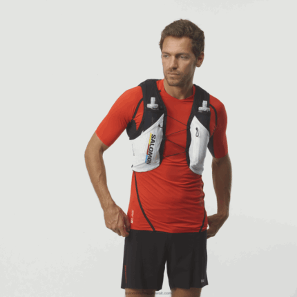 سترة ركض رجالية مع قوارير متضمنة - علم السباق Adv Skin 12 Salomon أسود / أبيض B8DLV315
